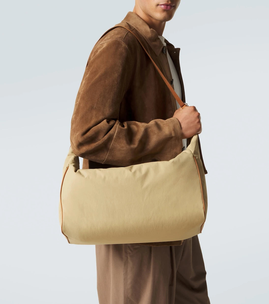 The Row - Logan E/W leather-trimmed crossbody bag