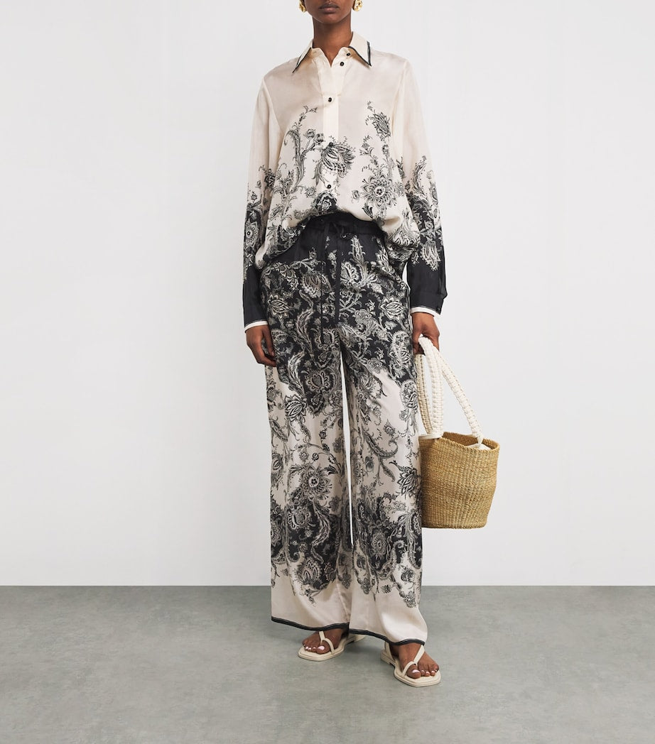 Silk Rhiannon Wide-Leg Trousers