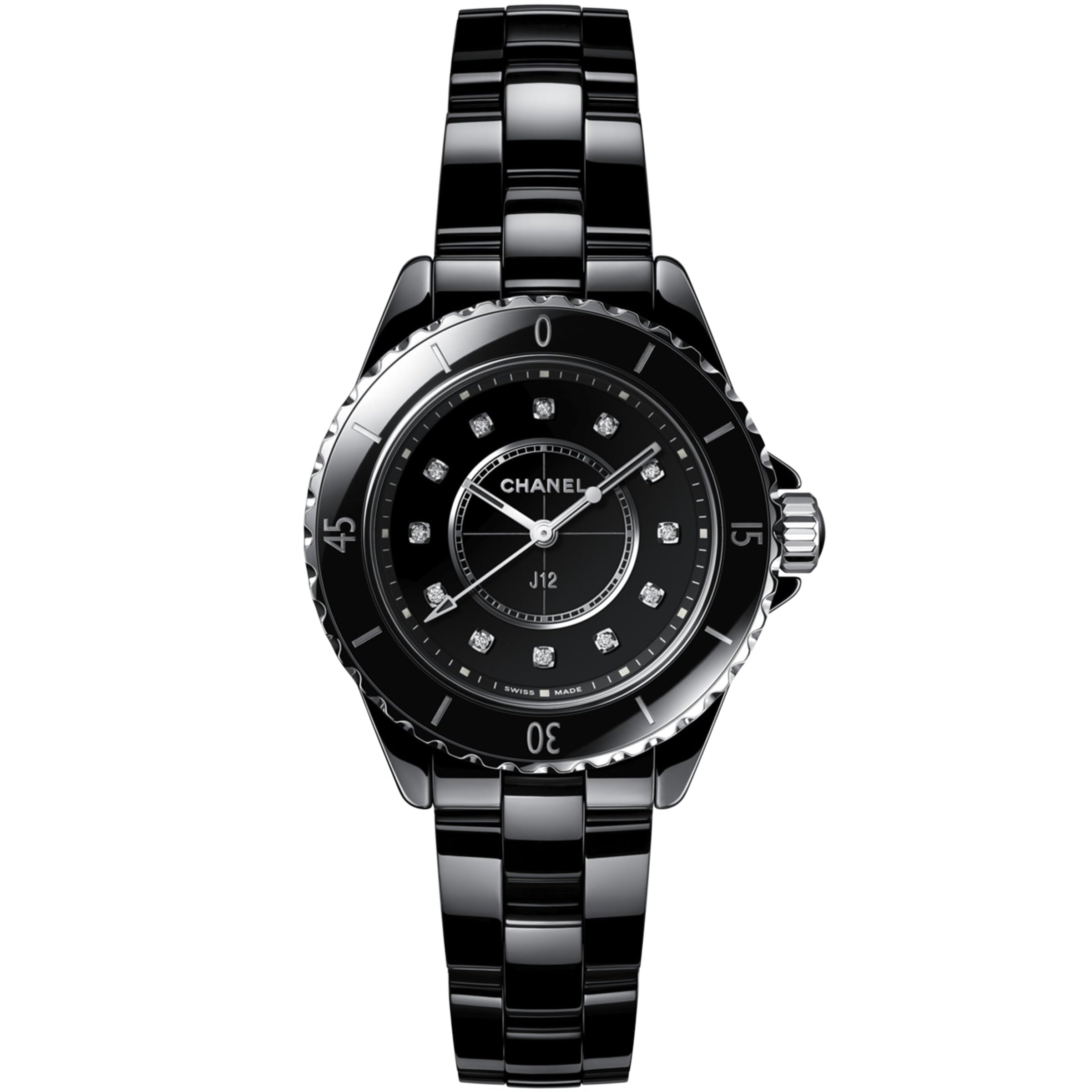 CHANEL Ceramic, Steel and Diamond J12 Watch 33mm