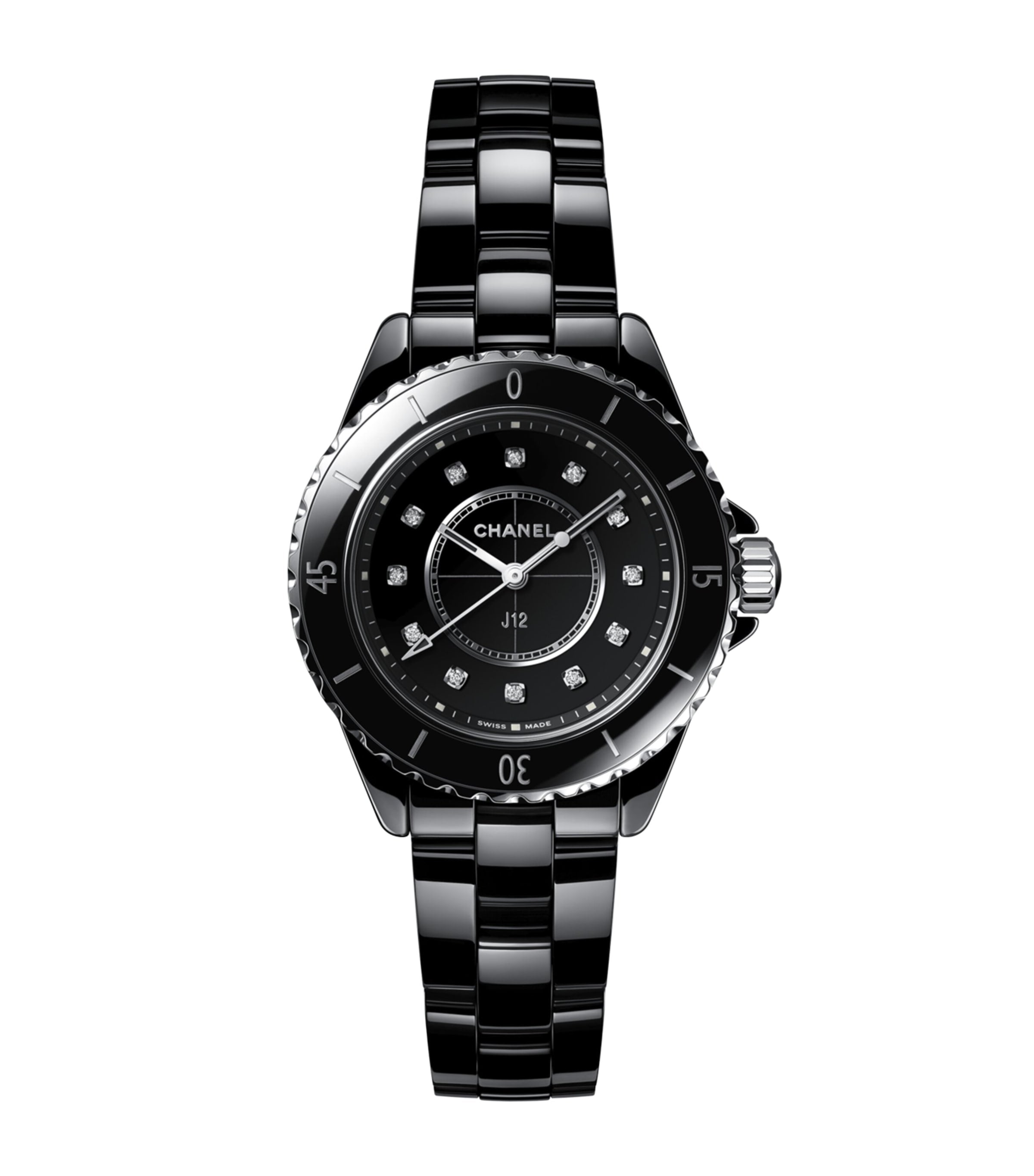 CHANEL Ceramic, Steel and Diamond J12 Watch 33mm