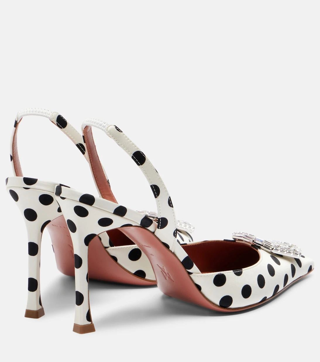 Amina Muaddi - Camelia polka-dot satin slingback pumps