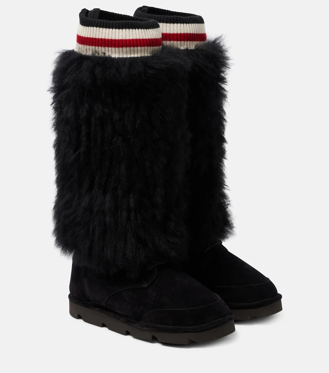 Brunello Cucinelli - Mountain shearling-trimmed suede knee-high boots