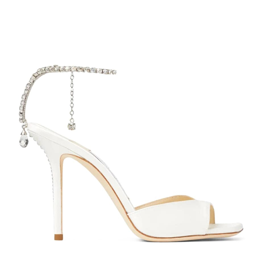 Jimmy Choo Ivory Saeda 100 Satin Sandals