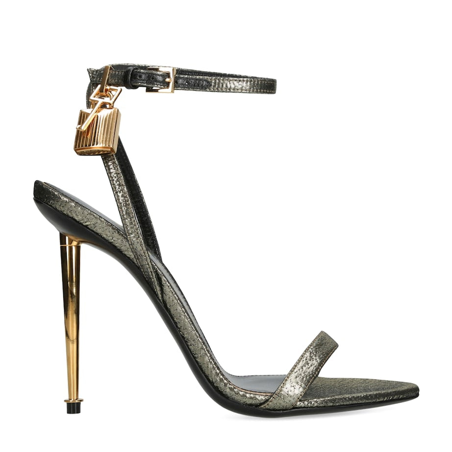 TOM FORD Gold Leather Padlock Sandals 105