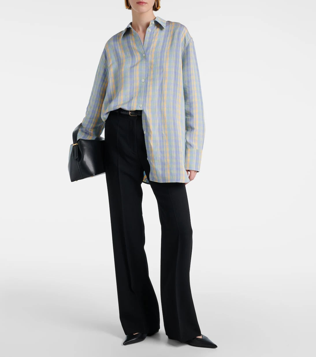 Toteme - Checked oversized linen-blend shirt