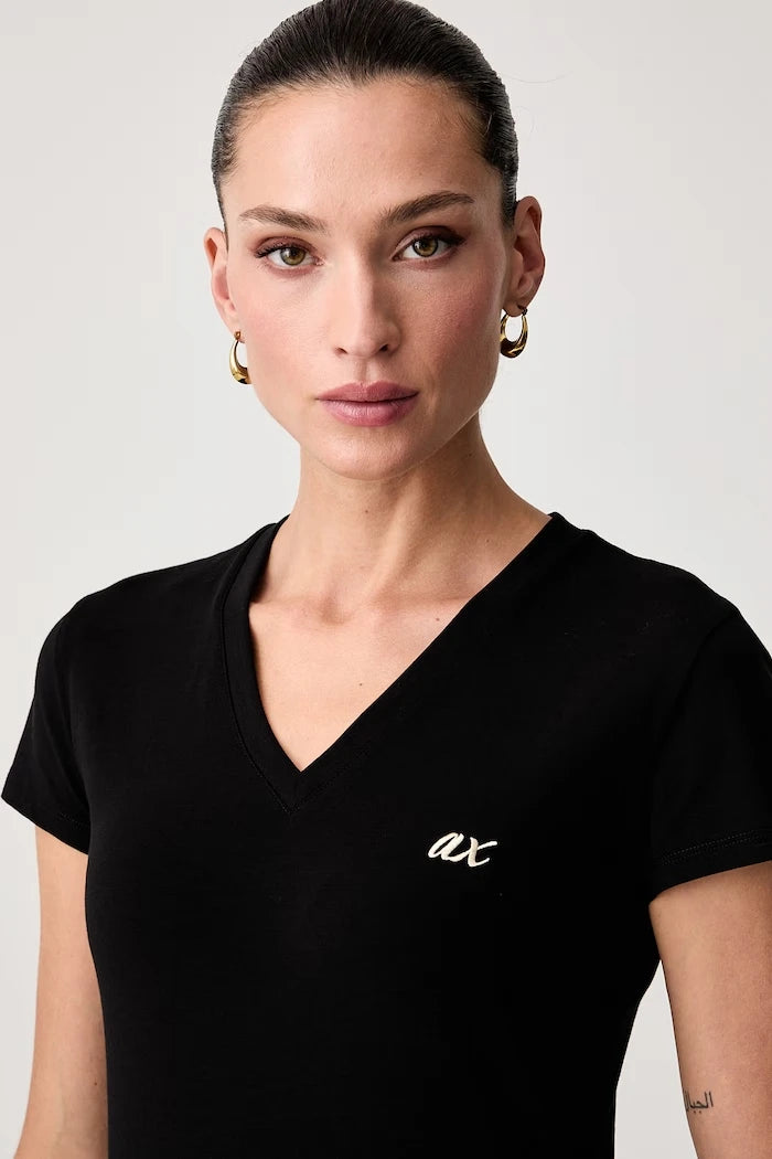 Armani Exchange pamuk ve elastanlı kadın tişört