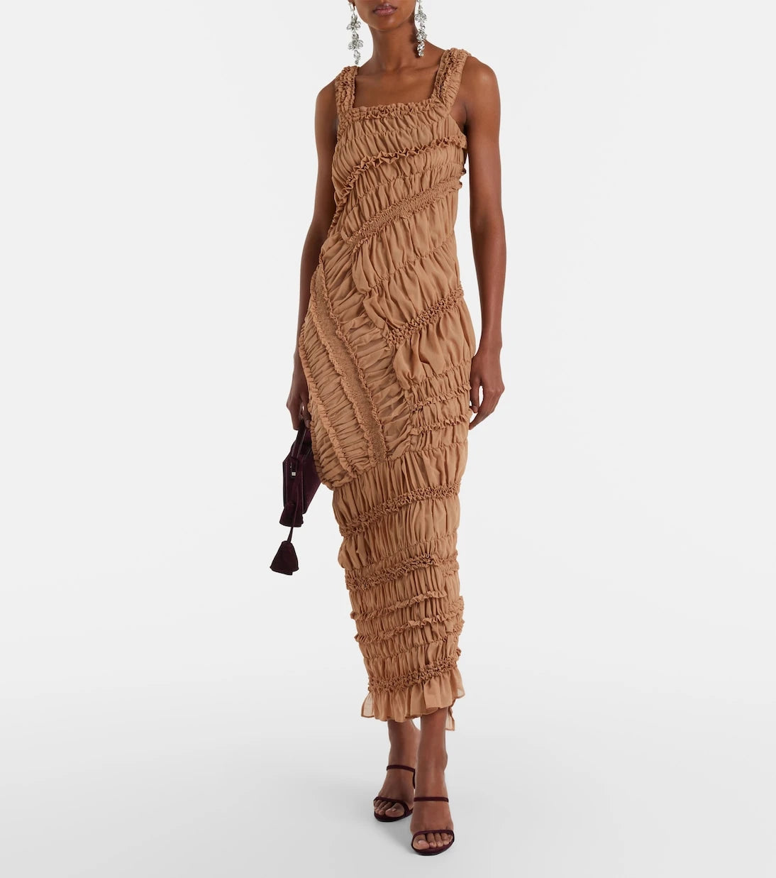 Magda Butrym - Ruched ruffled cotton midi dress