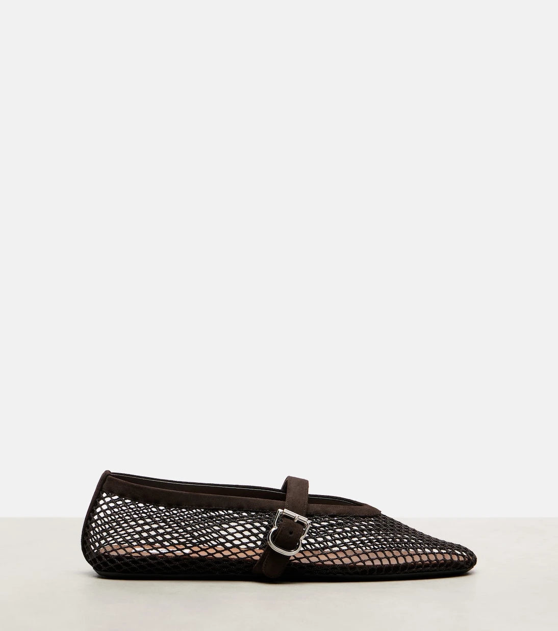 Alaïa - Suede-trimmed mesh ballet flats