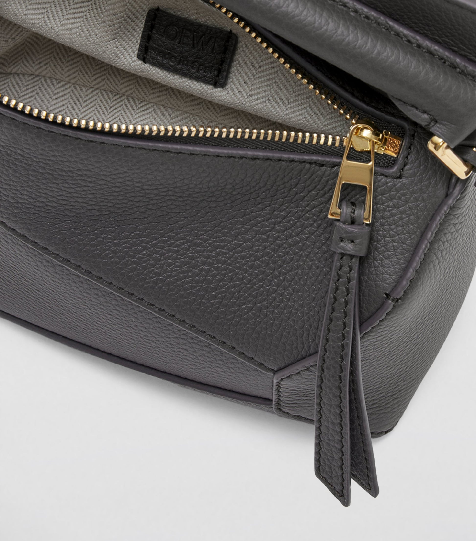 LOEWE Grey Mini Leather Puzzle Edge Top-Handle Bag