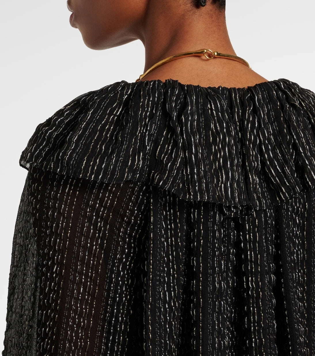 Chloé - فستان سهرة من مزيج الحرير بتصميم مكشكش وكسرات