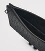 McQueen Black Suede Embellished Four-Ring Clutch Bag