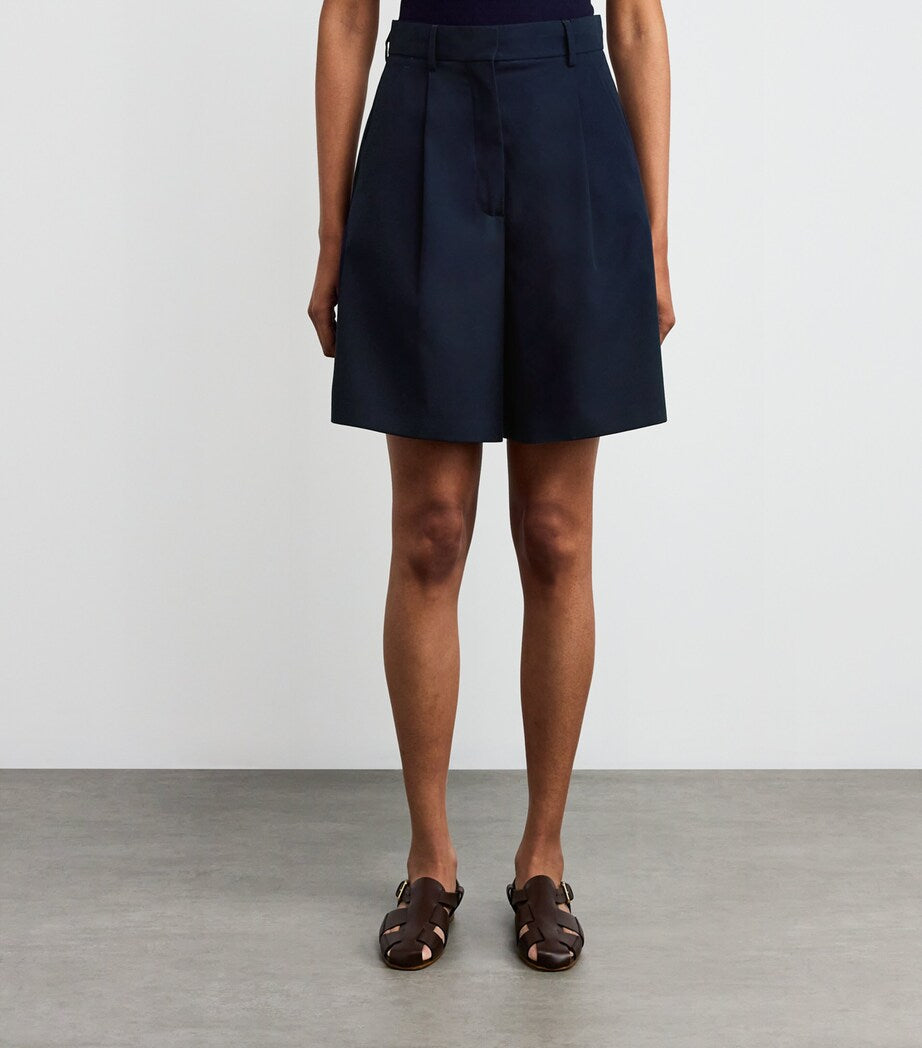 Weekend Max Mara Blue Cotton Gabardine Bermuda Shorts
