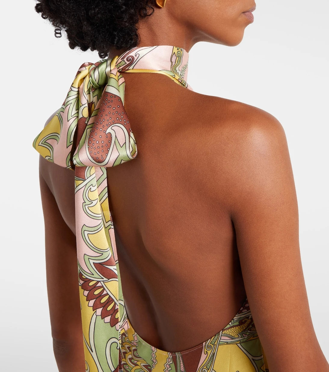 Rixo - Maura printed halterneck satin midi dress