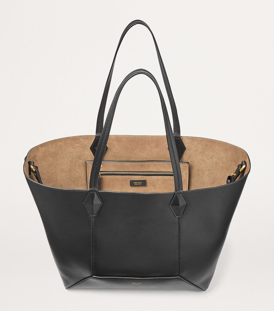 Jimmy Choo Black Diamond Medium Leather Tote Bag