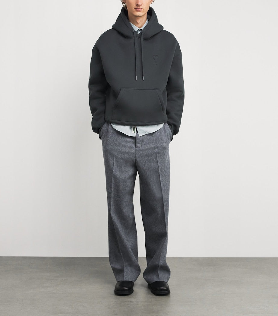 Cotton-Blend Ami de Coeur Hoodie 020 - ANTHRACITE