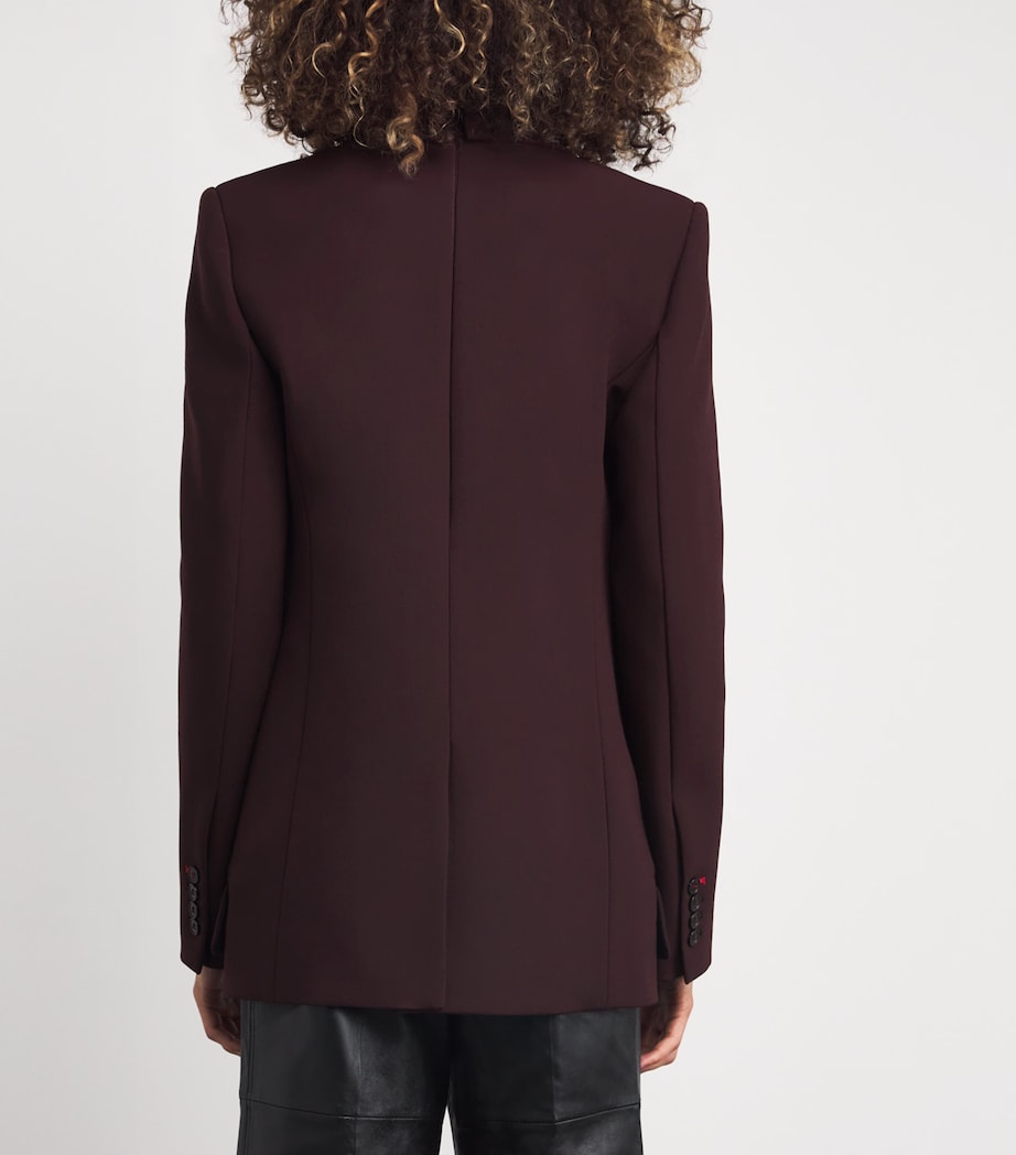 Victoria Beckham Burgundy Twill Peak-Lapel Blazer