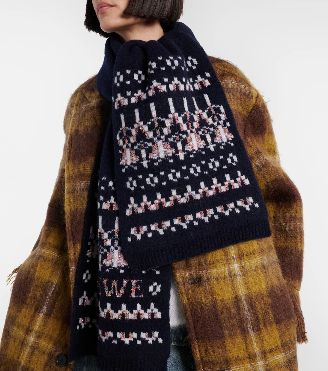 Loewe - وشاح جاكار لوغو من مزيج الصوف المطرّز بالترتر
