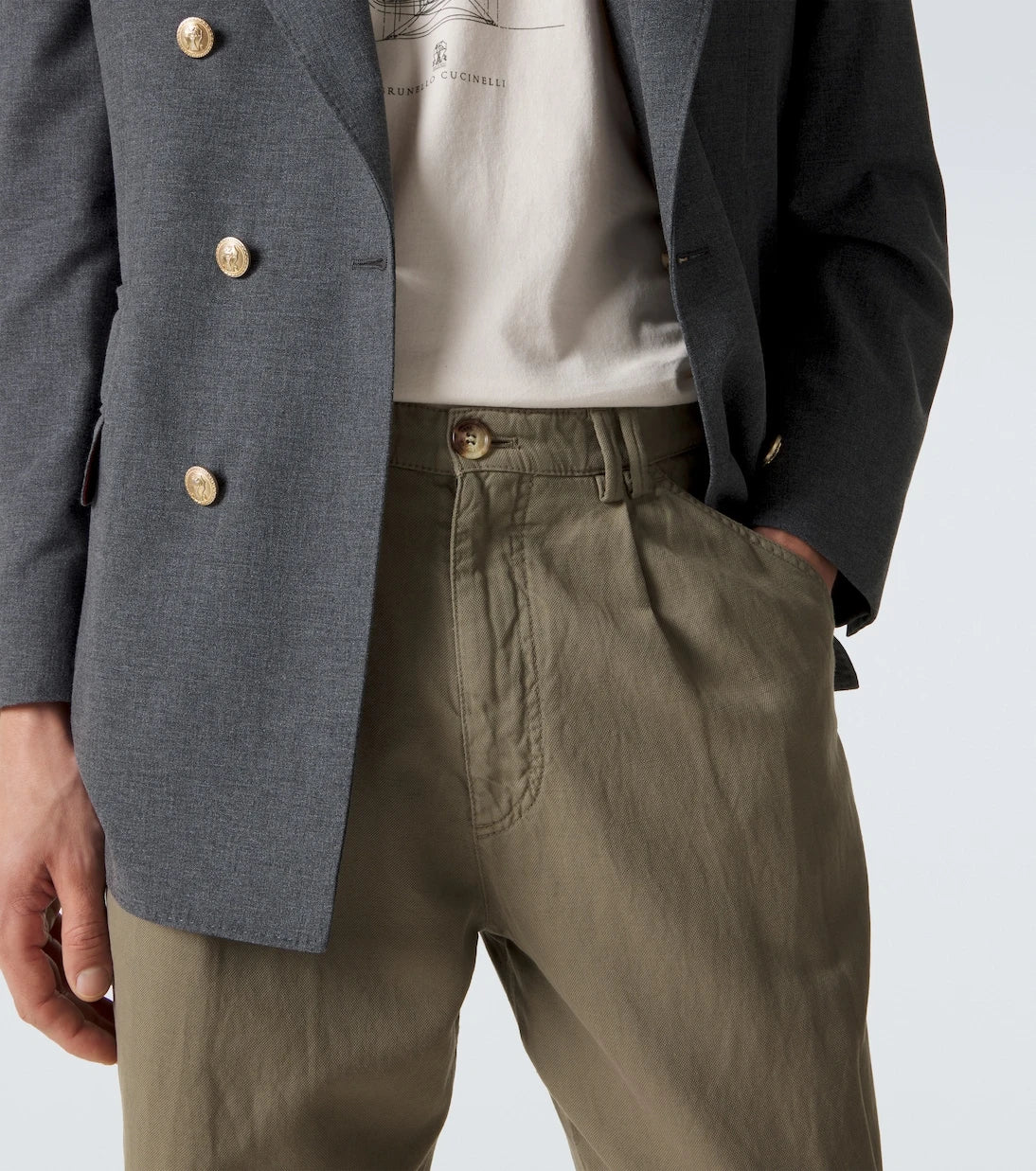 Brunello Cucinelli - Cotton and linen straight pants