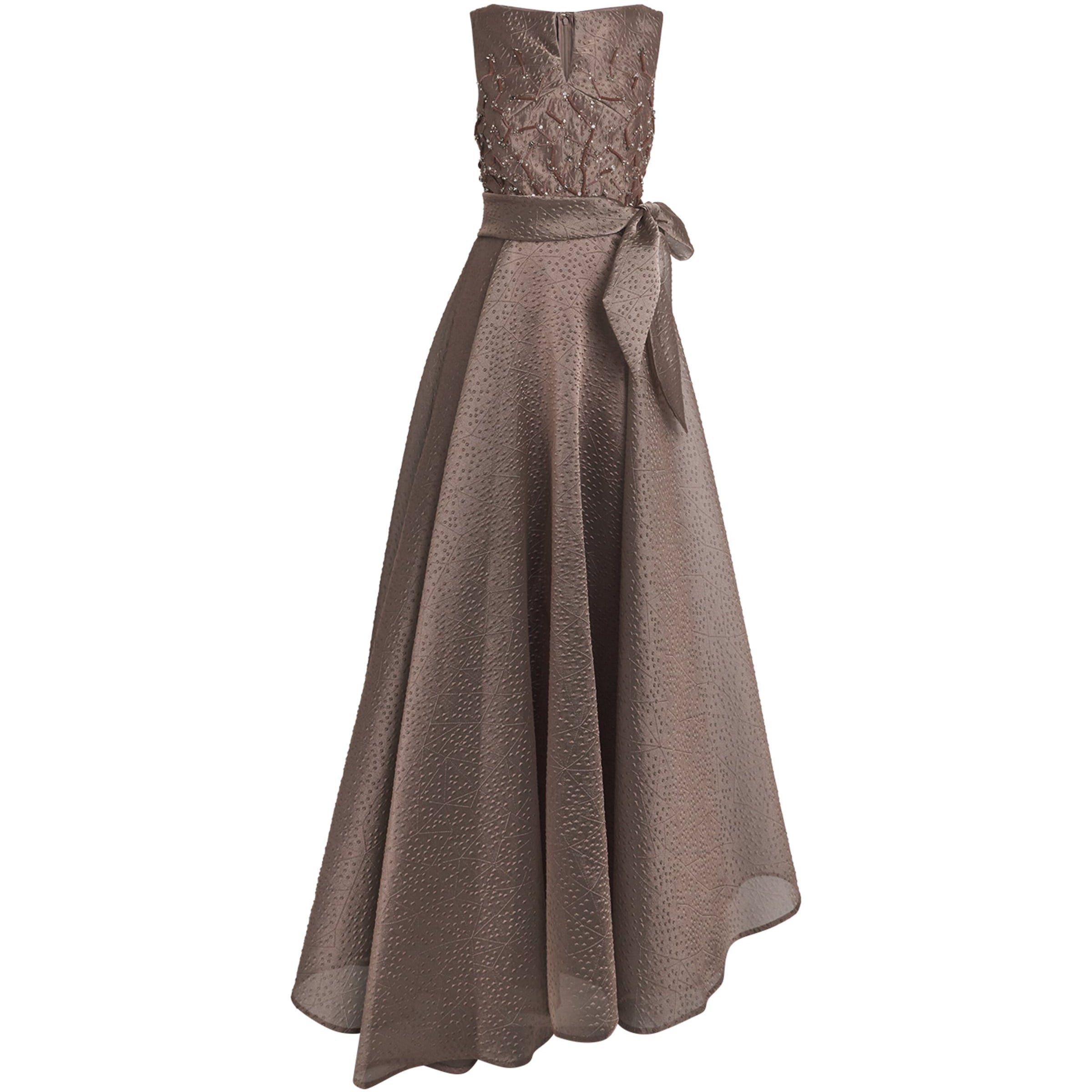 Rivet Organza Embroidered Gown TAUPE