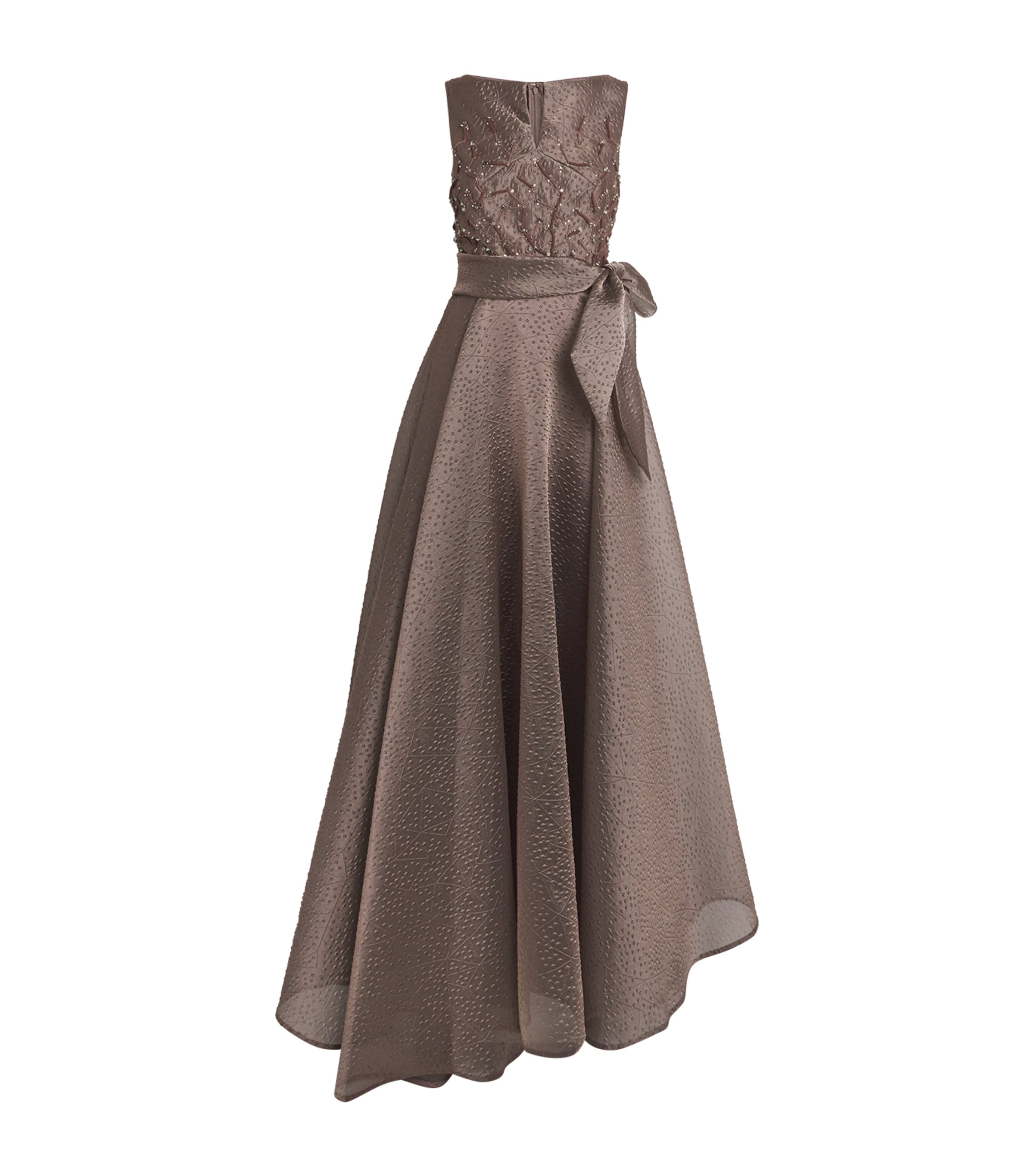 Rivet Organza Embroidered Gown TAUPE