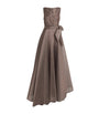 Talbot Runhof Brown Rivet Organza Embroidered Gown