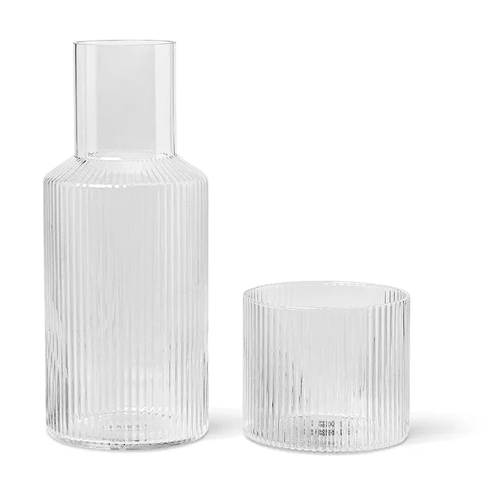 Гарафа с чаша ferm LIVING Ripple Small Carafe Set 500/200 ml