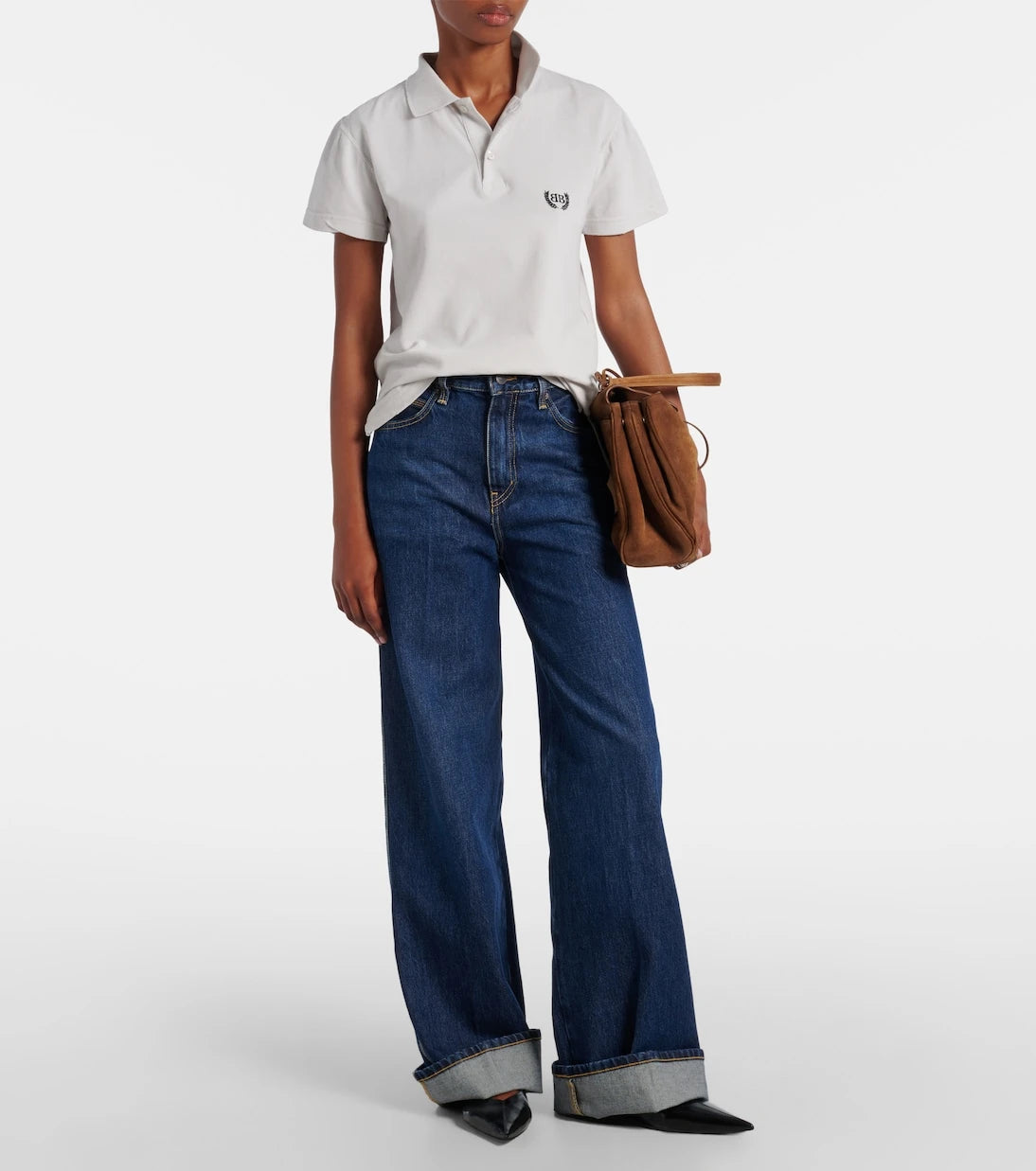 Frame - The Cuffed Wide high-rise wide-leg jeans