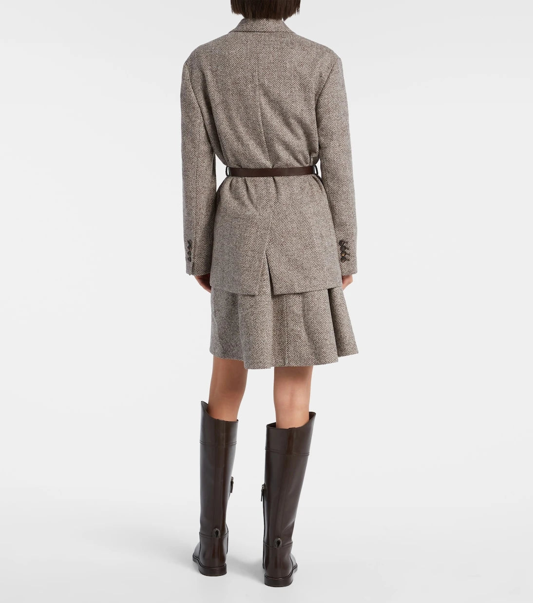 Brunello Cucinelli - Kuşaklı balıksırtı yün karışımlı blazer