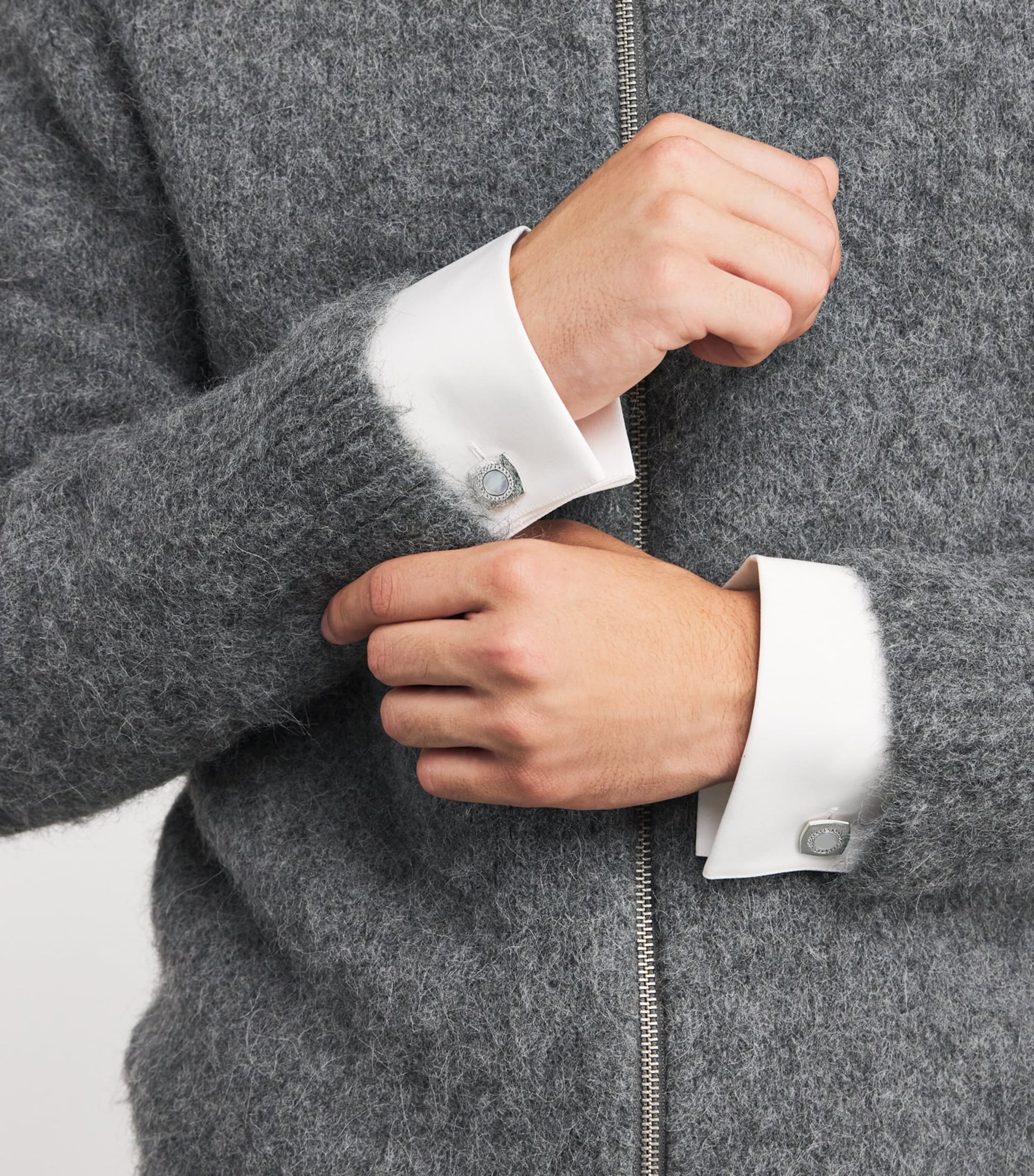 Sterling Silver and Sapphire Graffiato Cufflinks