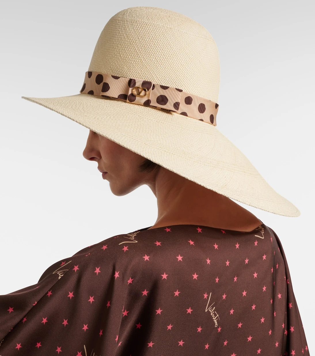Valentino - Polka-dot straw boater hat