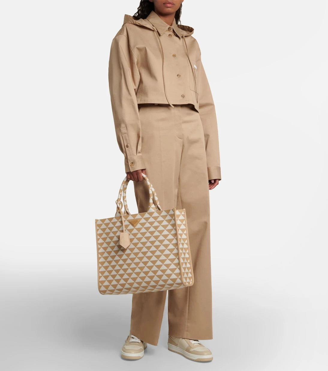 Prada - Symbole leather-trimmed tote bag