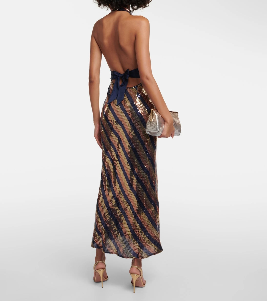 Rixo - Sequined halterneck open-back gown