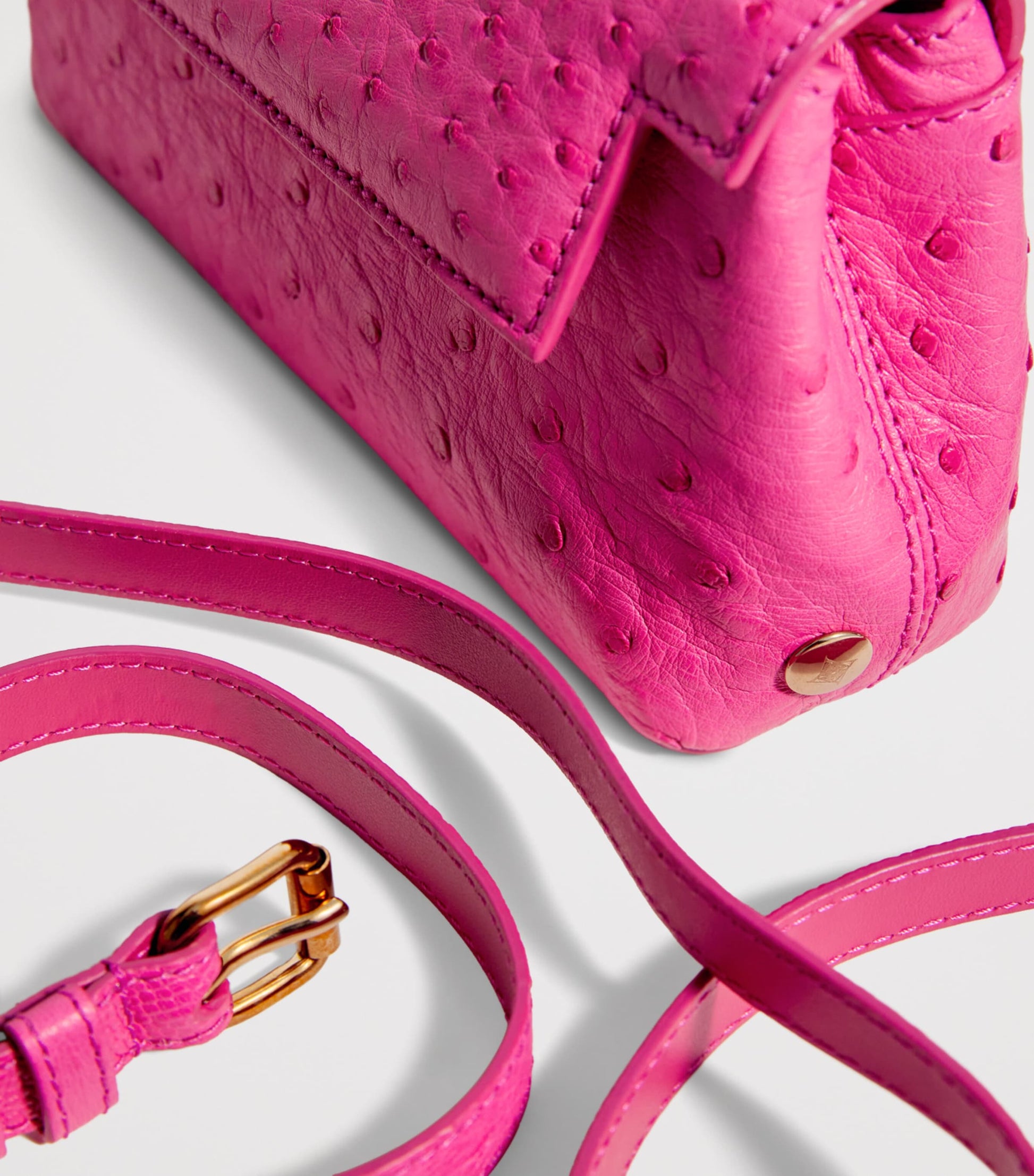 Analeena Pink Ostrich Leather Top-Handle Bag