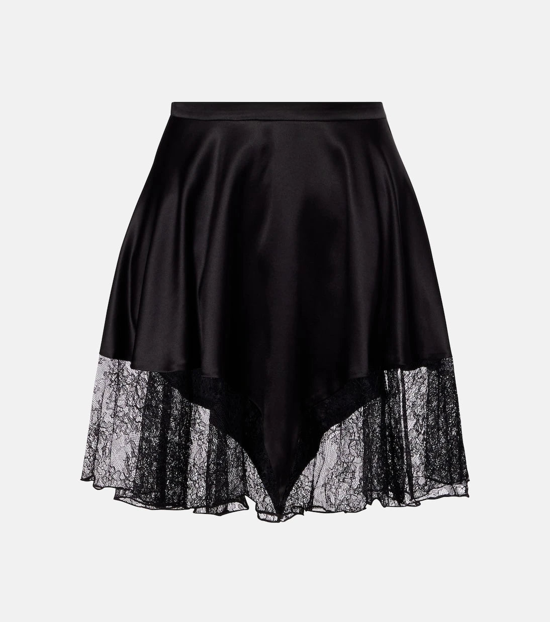 Nina Ricci - Lace-trimmed satin miniskirt