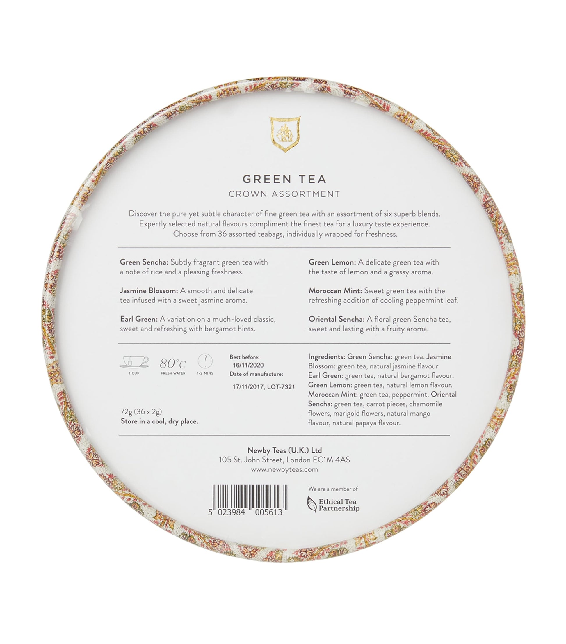 NEWBY Green Tea Crown Assortment (36 Tea Bags)