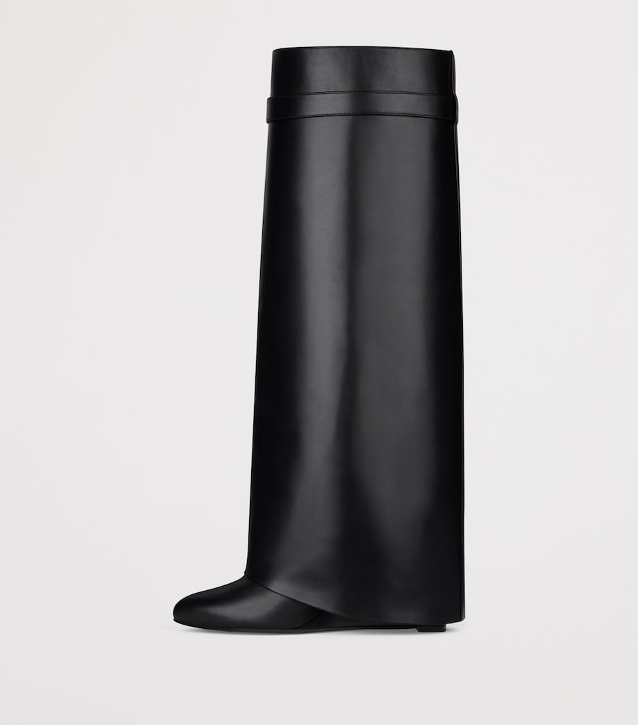 Givenchy Black Leather Shark Lock Knee-High Boots 90