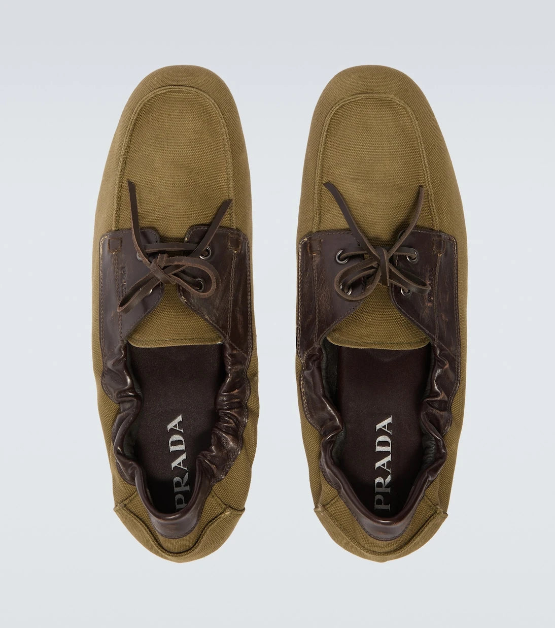 Prada - Shuffle leather-trimmed canvas boat shoes