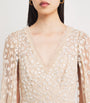 Needle & Thread Beige Cape-Detail Clover Maxi Dress