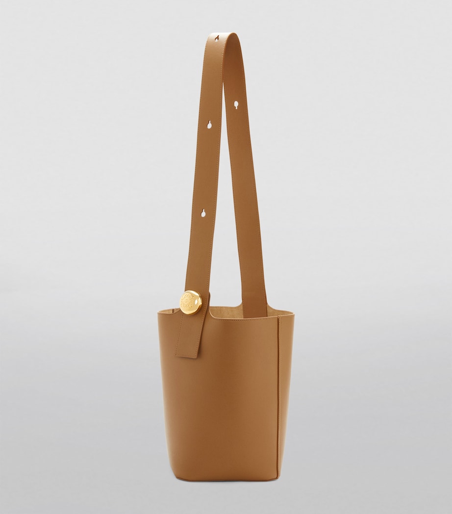 Brown Medium Pebble-Calfskin Bucket Bag