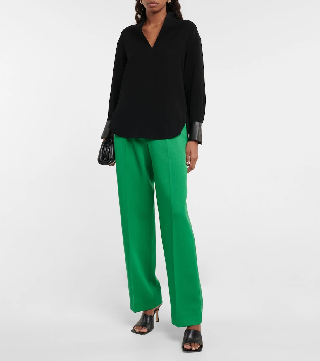 Vince - Faux leather-trimmed blouse