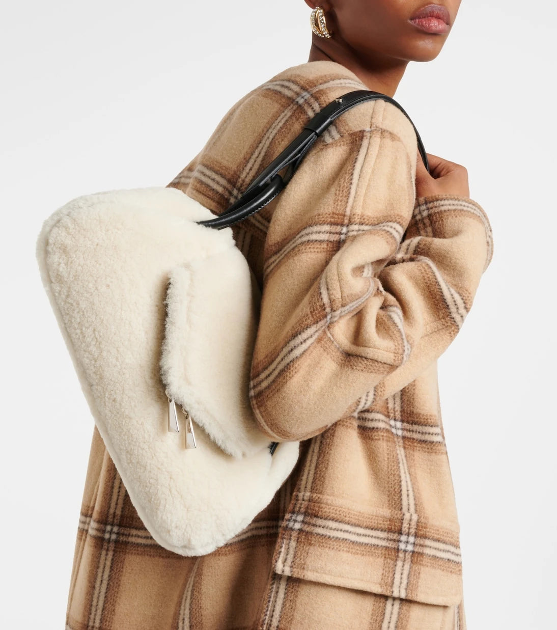 Amina Muaddi - Gemini Small shearling shoulder bag