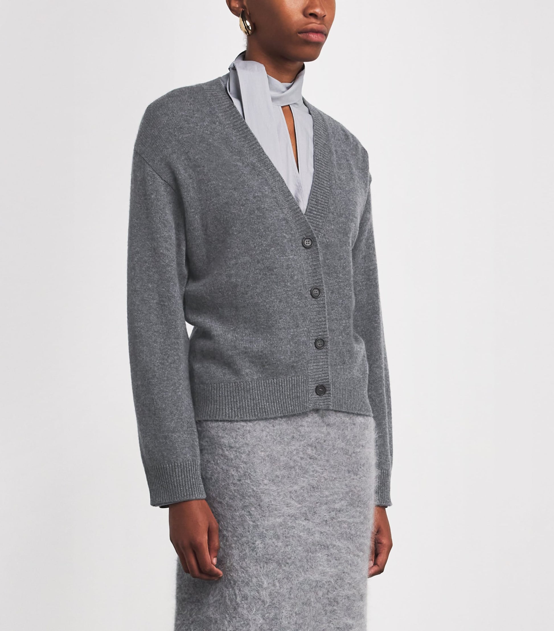 Le Kasha Grey Organic Cashmere Lille Cardigan