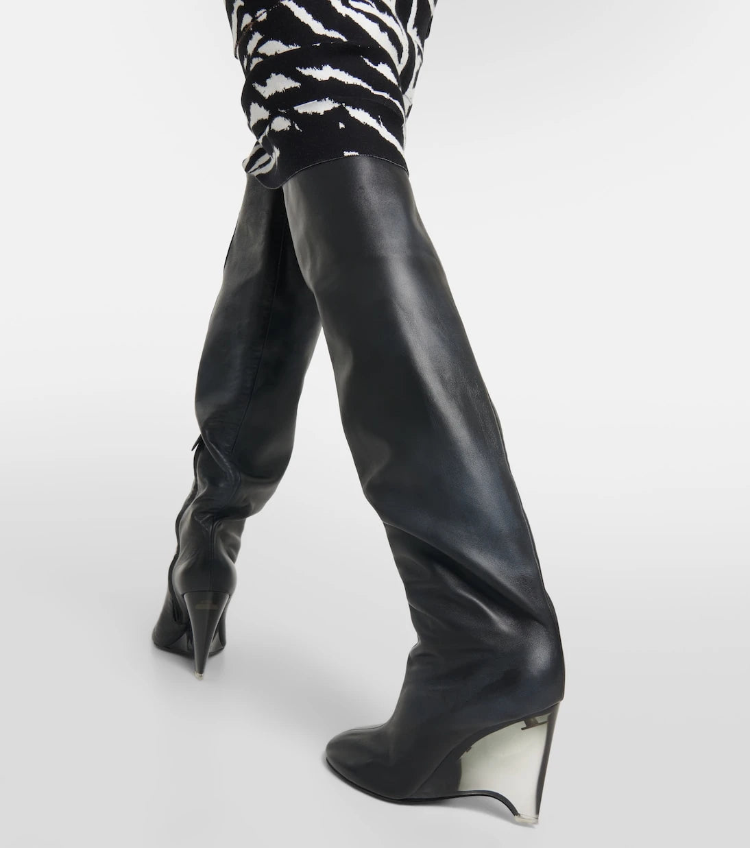 Alaïa - Leather knee-high boots
