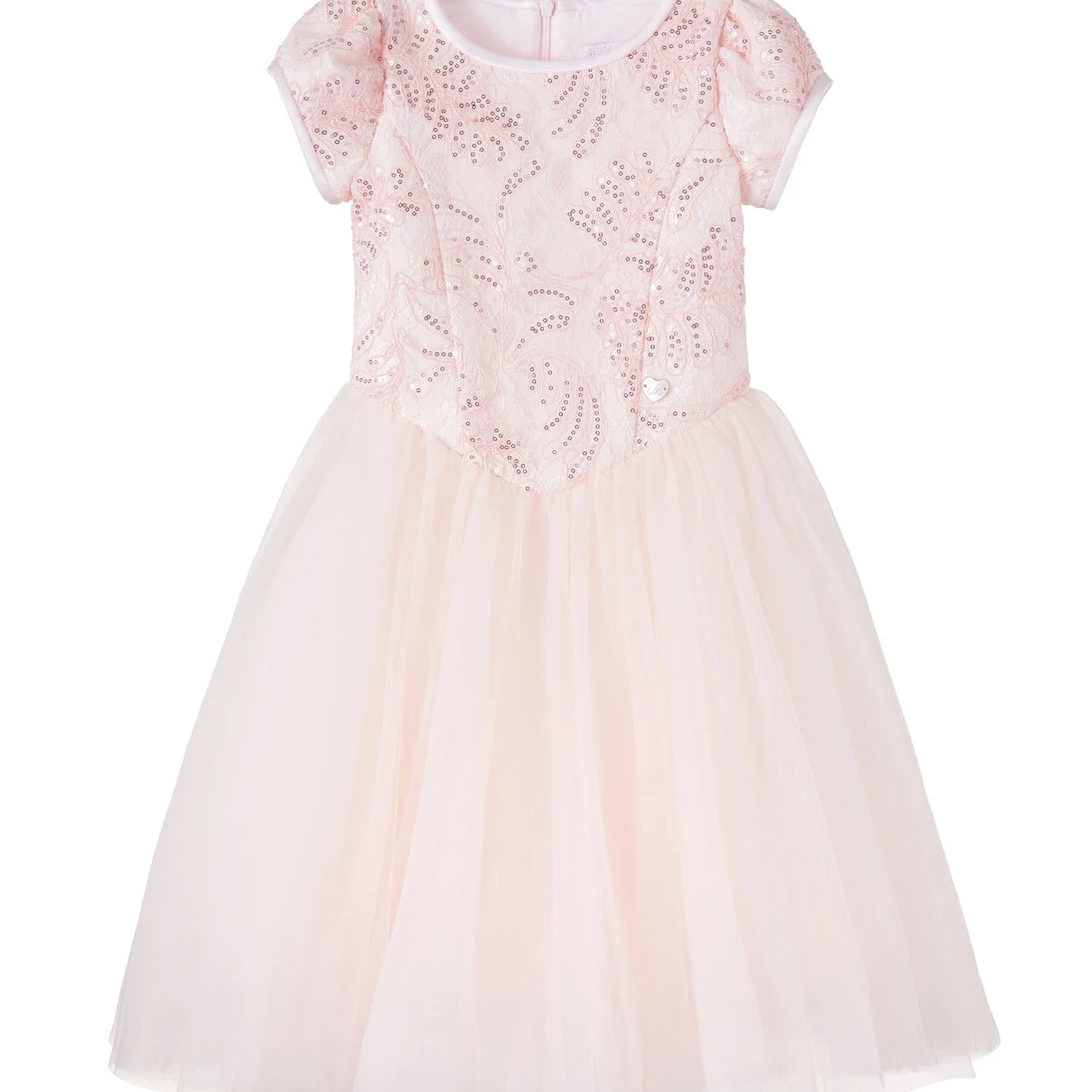 Monnalisa - Sequined lace-trimmed tulle dress