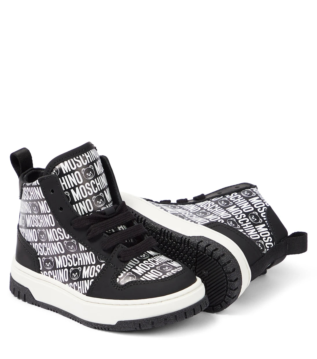 Moschino Kids - Logo high-top leather sneakers