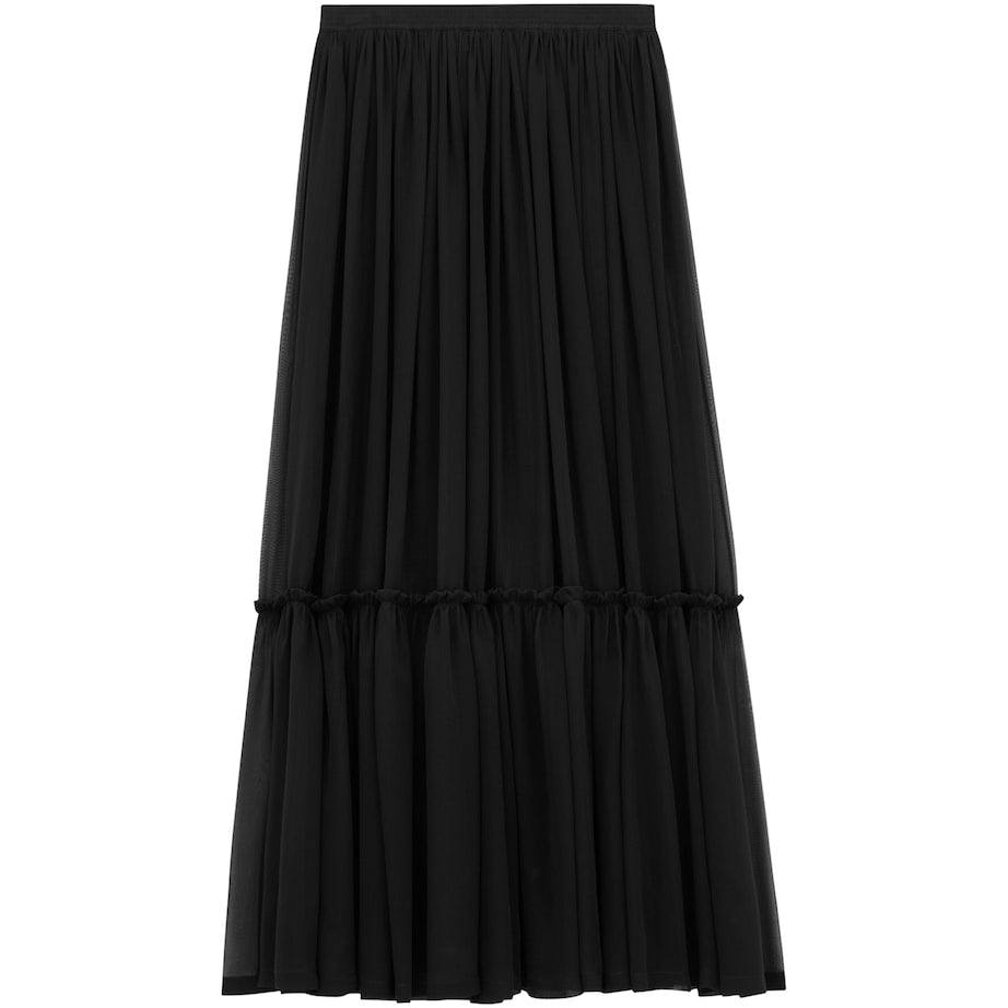 Saint Laurent Black Silk Maxi Skirt