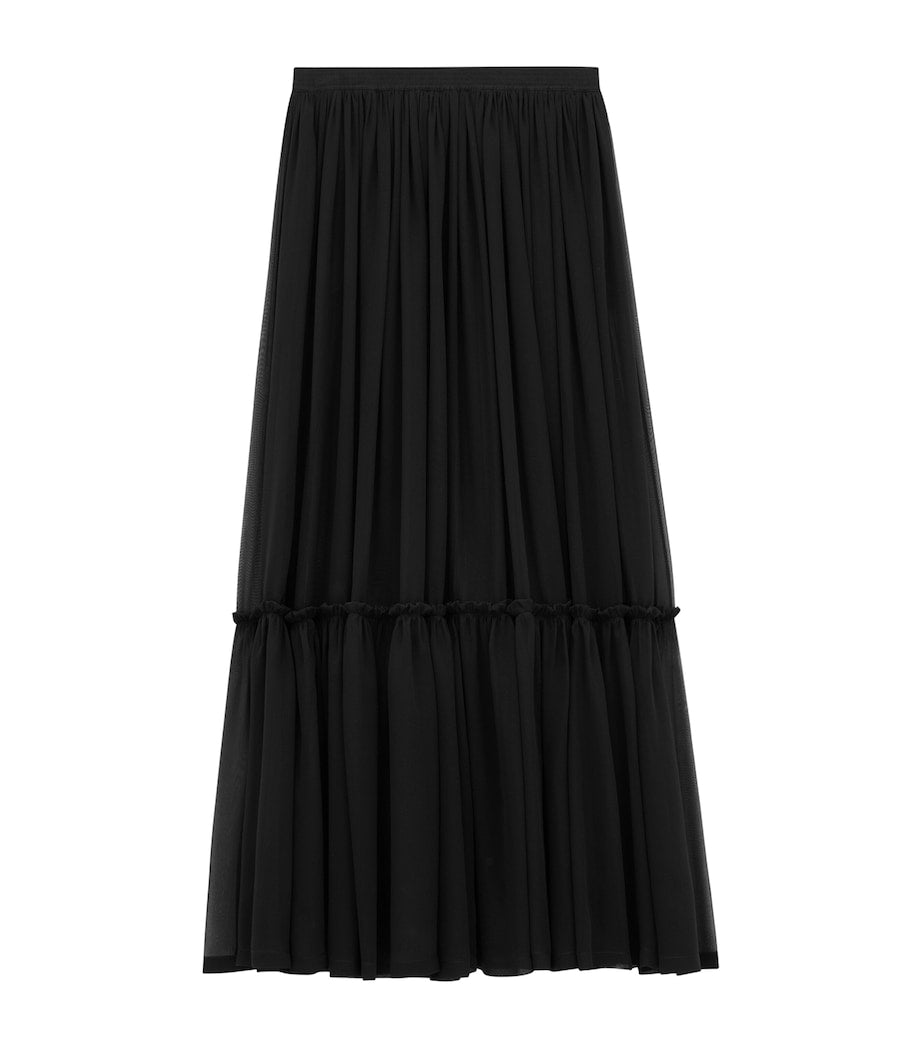 Saint Laurent Black Silk Maxi Skirt