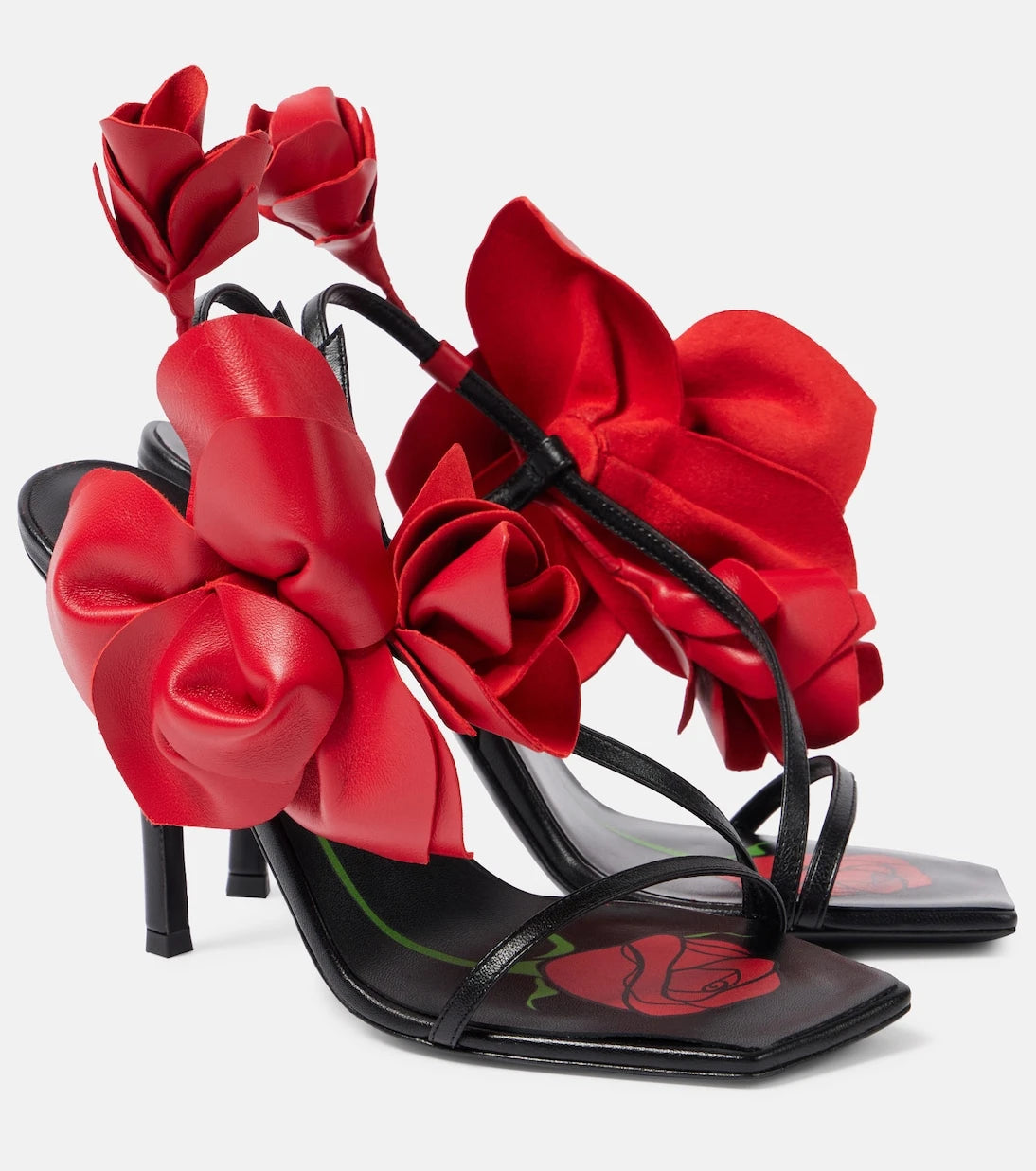 Magda Butrym - Floral-appliqué leather slingback sandals