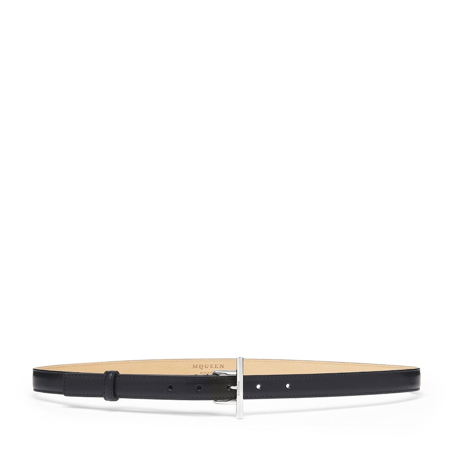 Black Leather T-Bar Belt