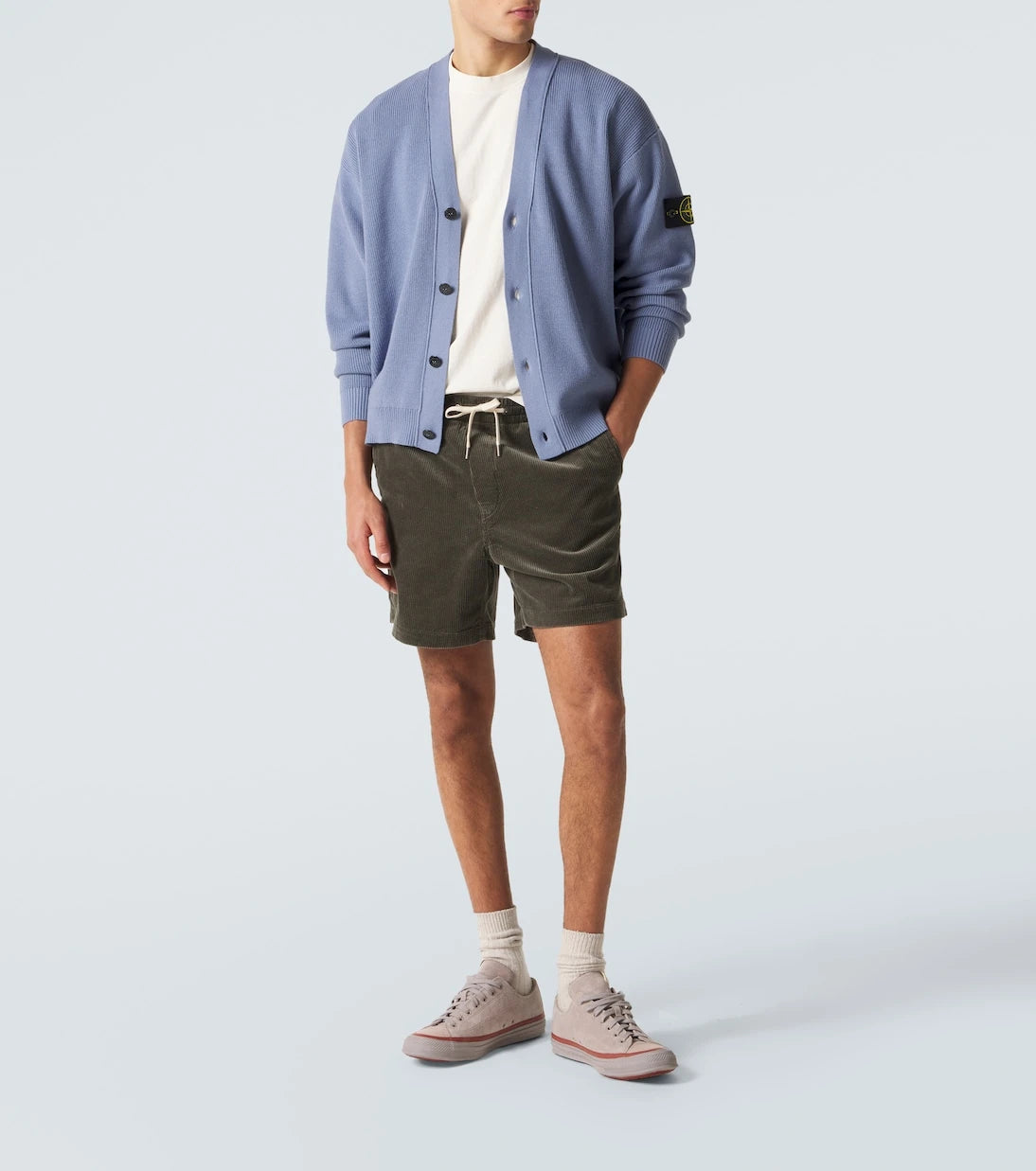 Stone Island - تي شيرت قطني بشعار البوصلة
